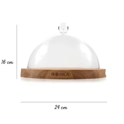 Boska Solid Oak Round Cheese Board with Dome 23.8cm