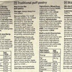 Butter Puff Pastry Roll 4.25kg Maitre Andre