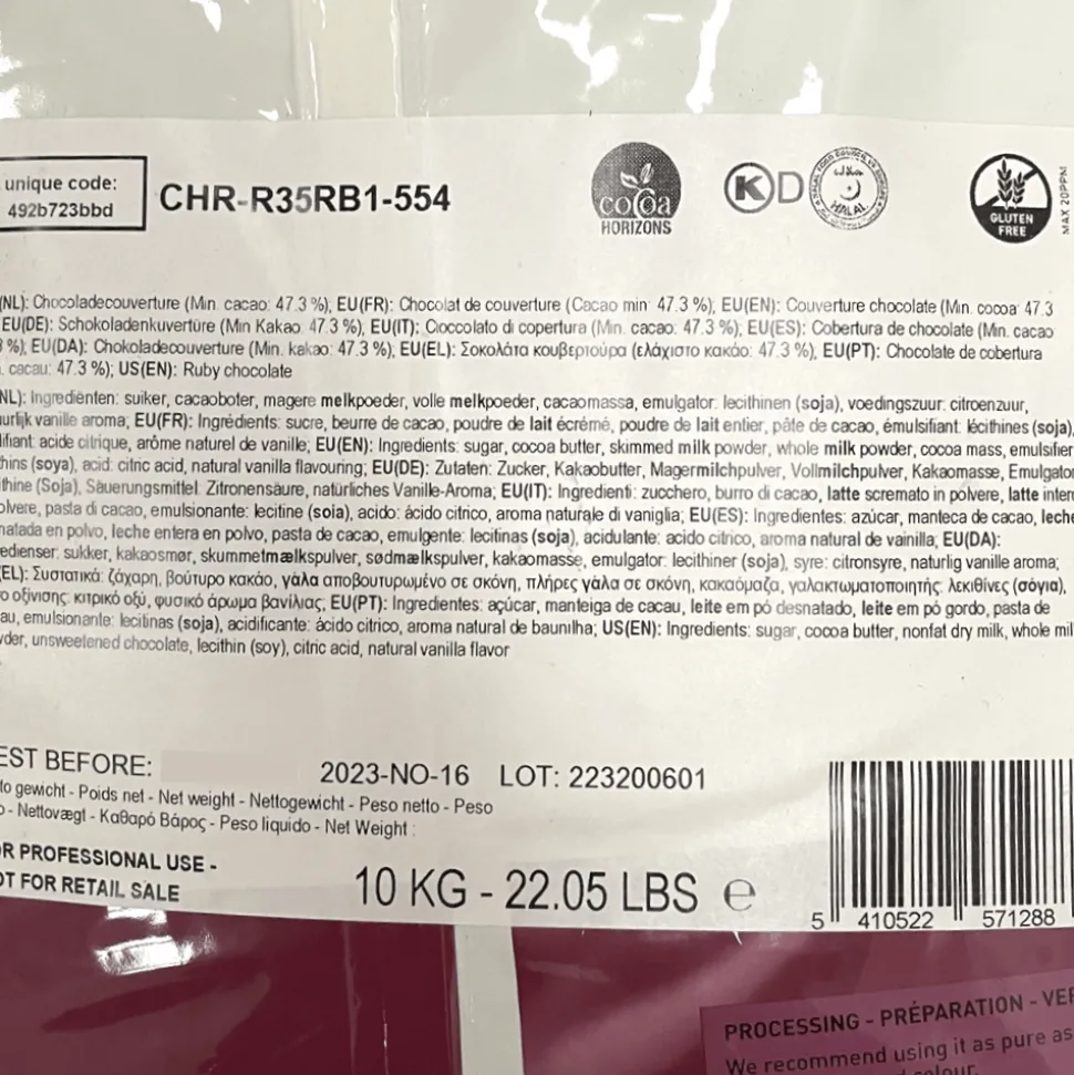 Callebaut Ruby Chocolate 10kg