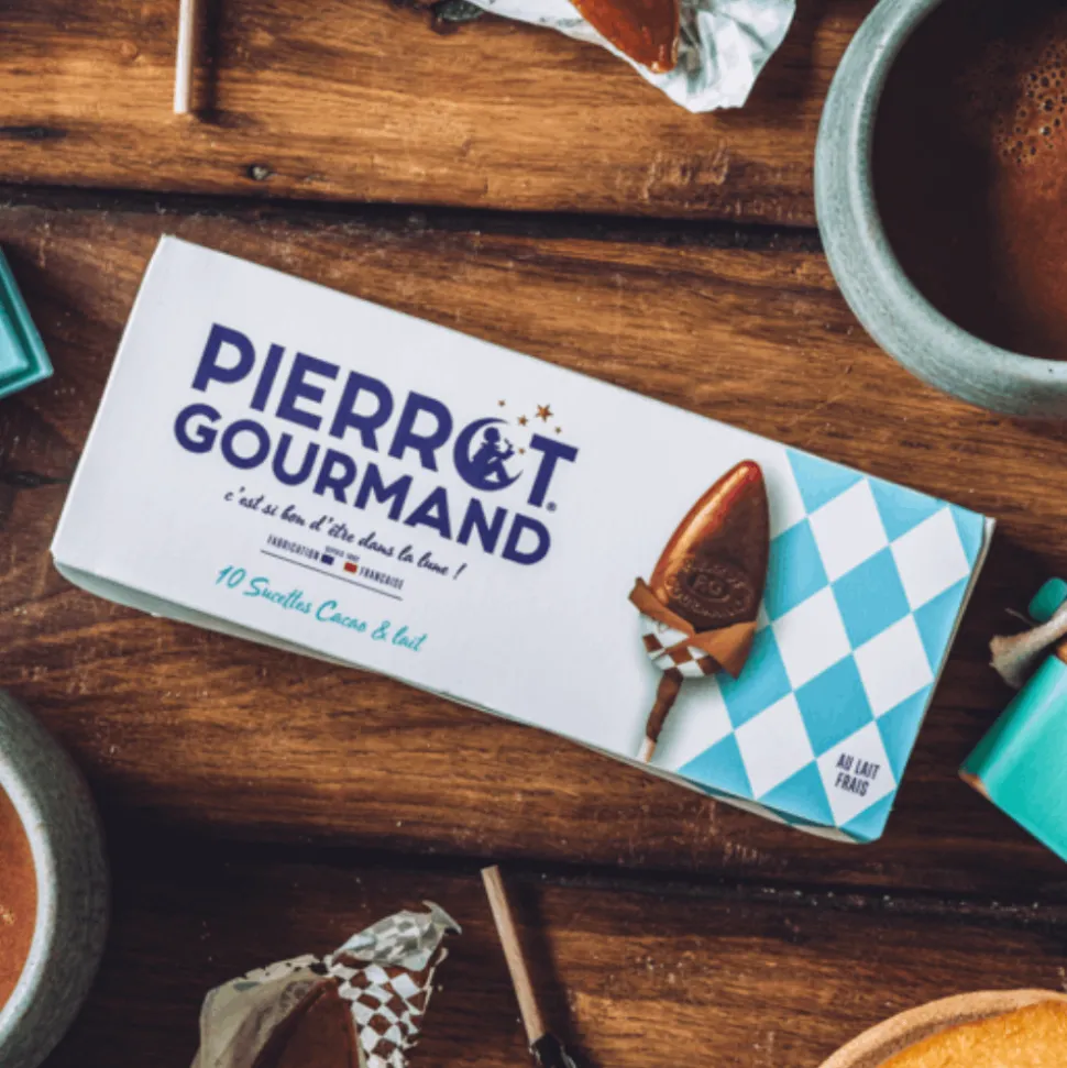 Pierrot Gourmand Cocoa & Milk Lollipops x 10